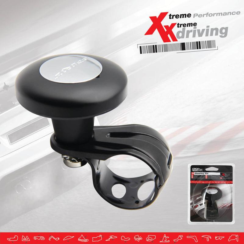 Stuurknop -moon shape- zwart / chroom