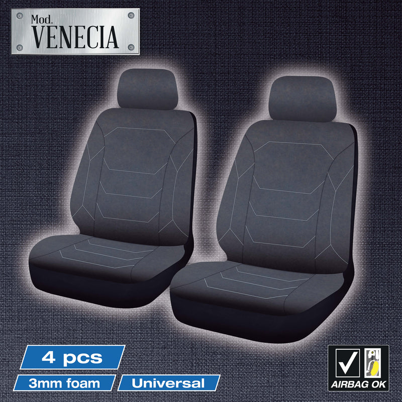 Stoelhoezen set Venecia 4-delig zwart-grijs
