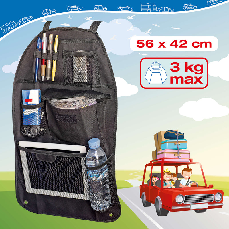 Universeel autostoel organizer - zwart