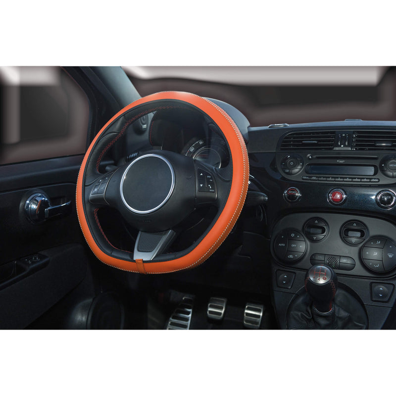 Stuurhoes auto universeel type Artisan orange met wit sticks