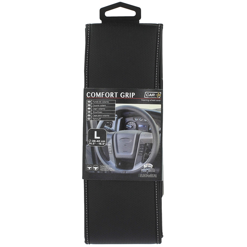 Auto stuurhoes ventilerende comfort Grip zwart met wit stiks