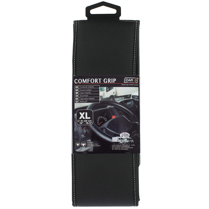 Auto stuurhoes ventilerende comfort Grip zwart met wit stiks