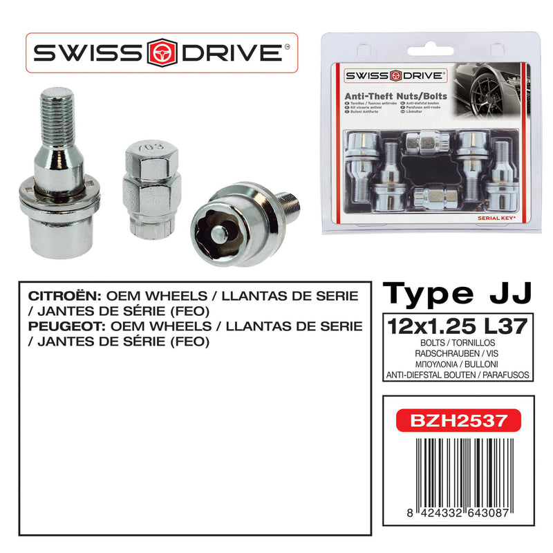 Anti-diefstal wielbouten Butzi premium M12X1.25 L37 T17