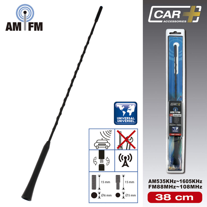 Zwarte AM/FM Auto Antenne 38cm 1st
