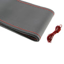 Auto stuurhoes zwart leer met rode stiksel 37-39cm
