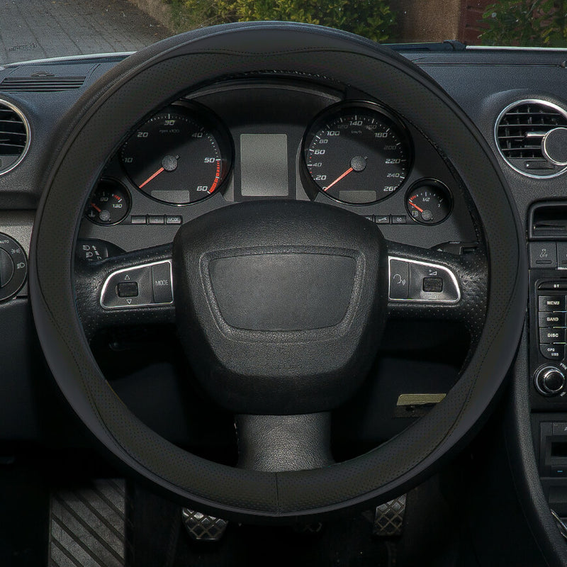 Auto stuurhoes "tourer" zwart micro geperforeerd 37-39cm