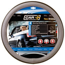 Auto stuurhoes Grijs zwart leer met Oranje stiksel 37-39cm