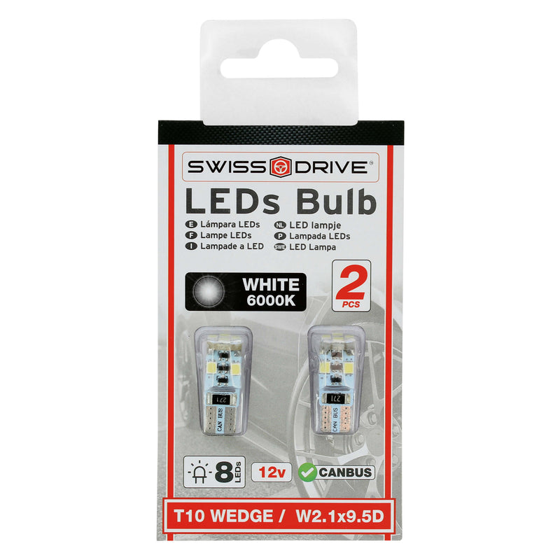 LED lampjes T10 SMD 12v 5W storingsvrij 2st 8 LEDS