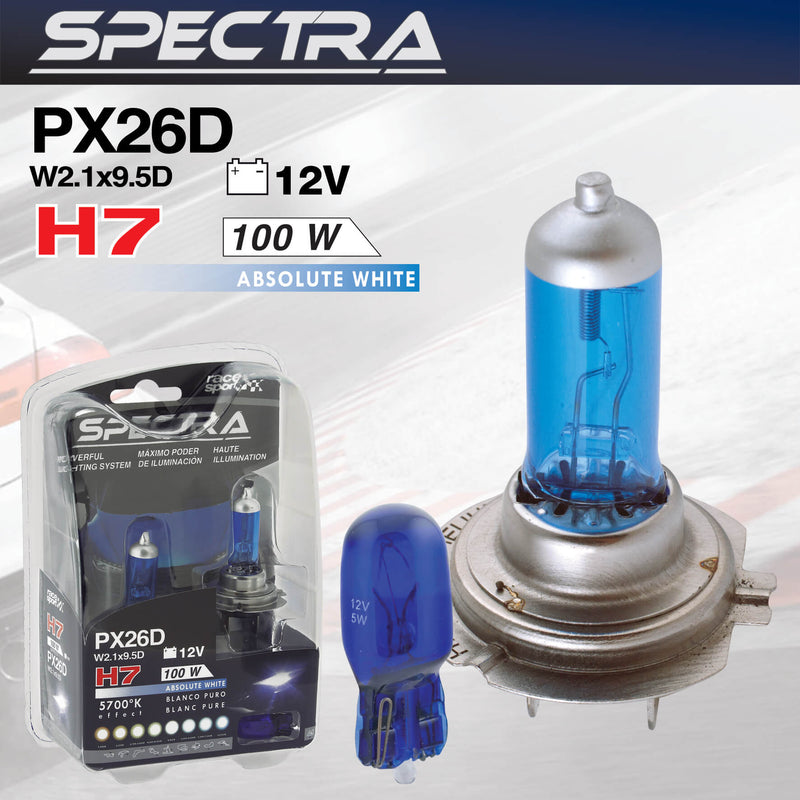Spectra H7 100wat lampenset met T10 lampjes ultra white