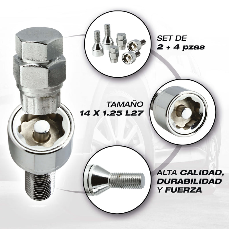 Anti-diefstal wielbouten M14x1.25 L27 T17 Butzi Premium