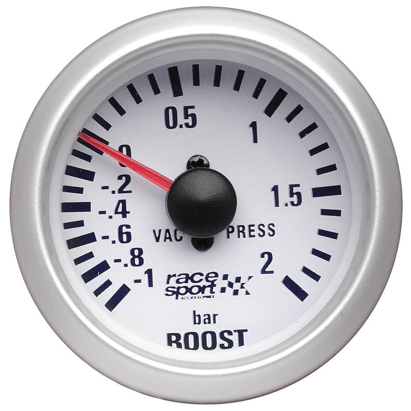 Turbo druk meter wit 52mm 12v
