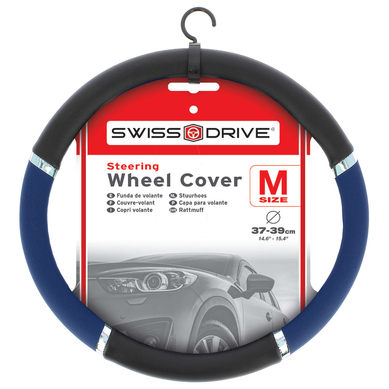 Auto stuurhoes zwart / blauw PVC -speed-