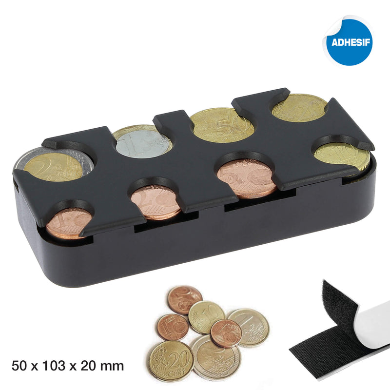 Euro muntenbakje van zwart kunststof