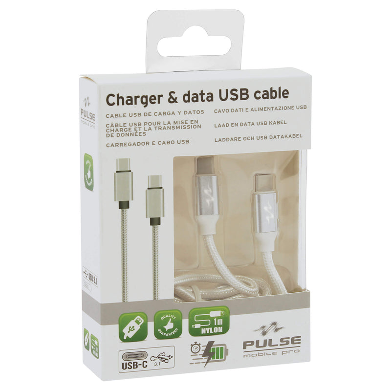 Universeel USB-C 3.1 oplaadkabel wit 1 meter