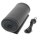 Auto stuurhoes zwart leer zwart steek 37-39cm