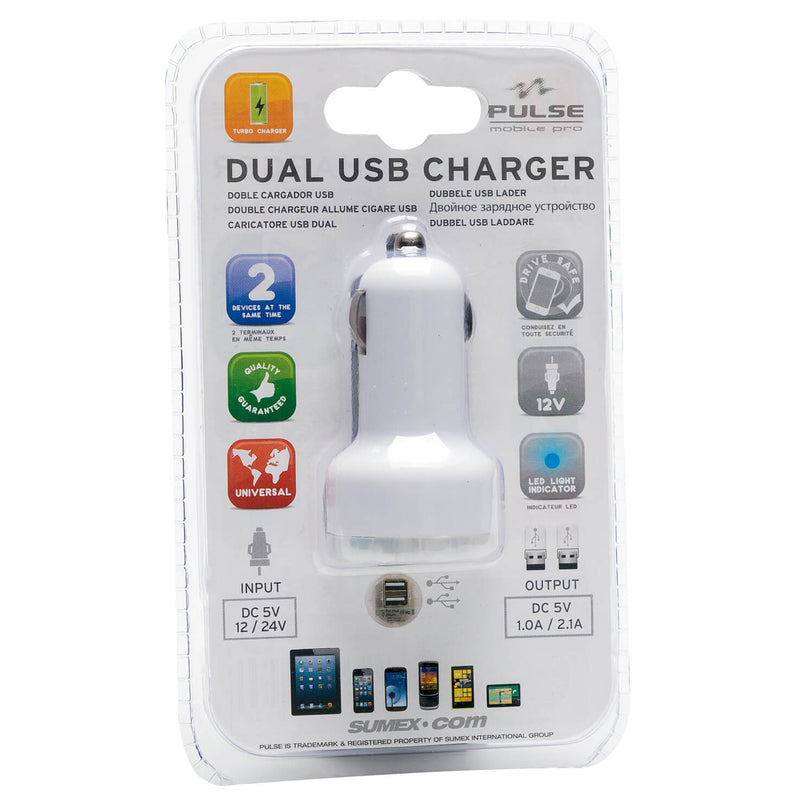 Dubbele USB lader (5,12, 24 Volt) wit