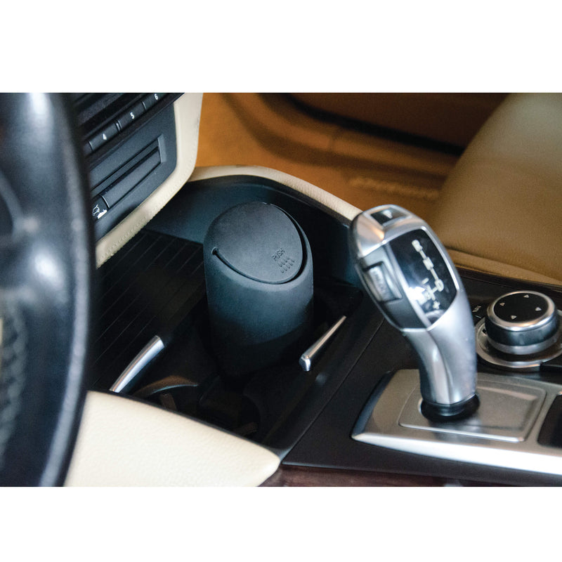 Siliconen auto afvalbak met deksel - 15cm - zwart