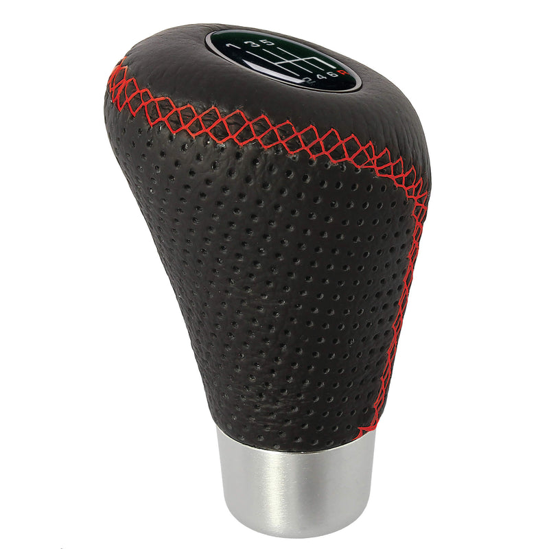 Universele versnellingspook zwart leder met Rood sticksel