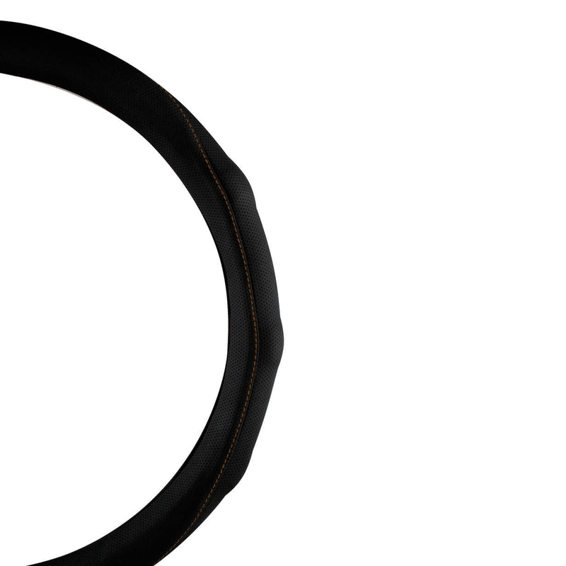 Auto stuurhoes zwart met Oranje stiksel 38cm