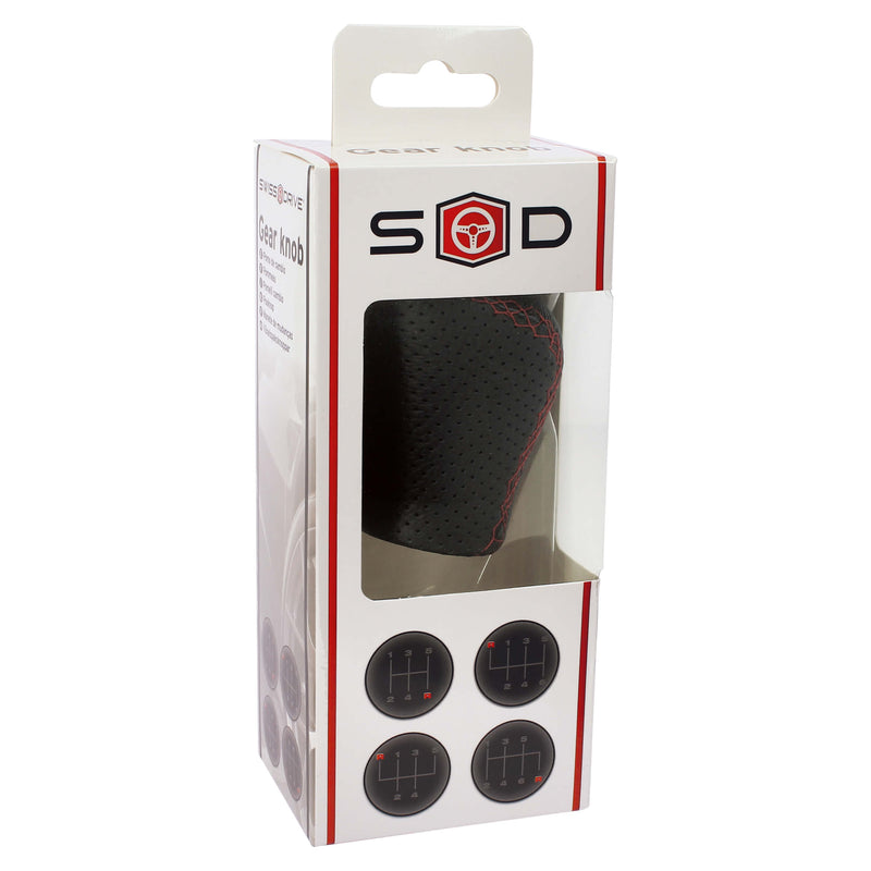 Universele versnellingspook met lift zwart leder met Rood st