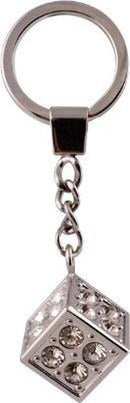 Sleutelhanger -Dobbelsteen- met diamanten gou