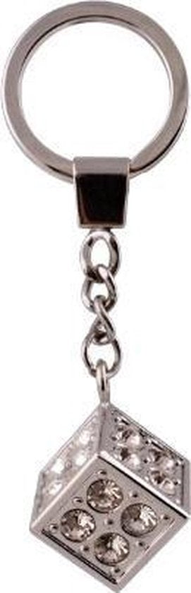 Sleutelhanger -Dobbelsteen- met diamanten gou