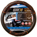 Auto stuurhoes zwart leer met orange kruis stiksel 37-39cm