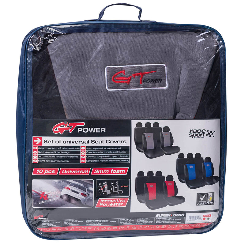 Auto stoelhoezen set Racesport "GT" kleur zwart - grijs 1