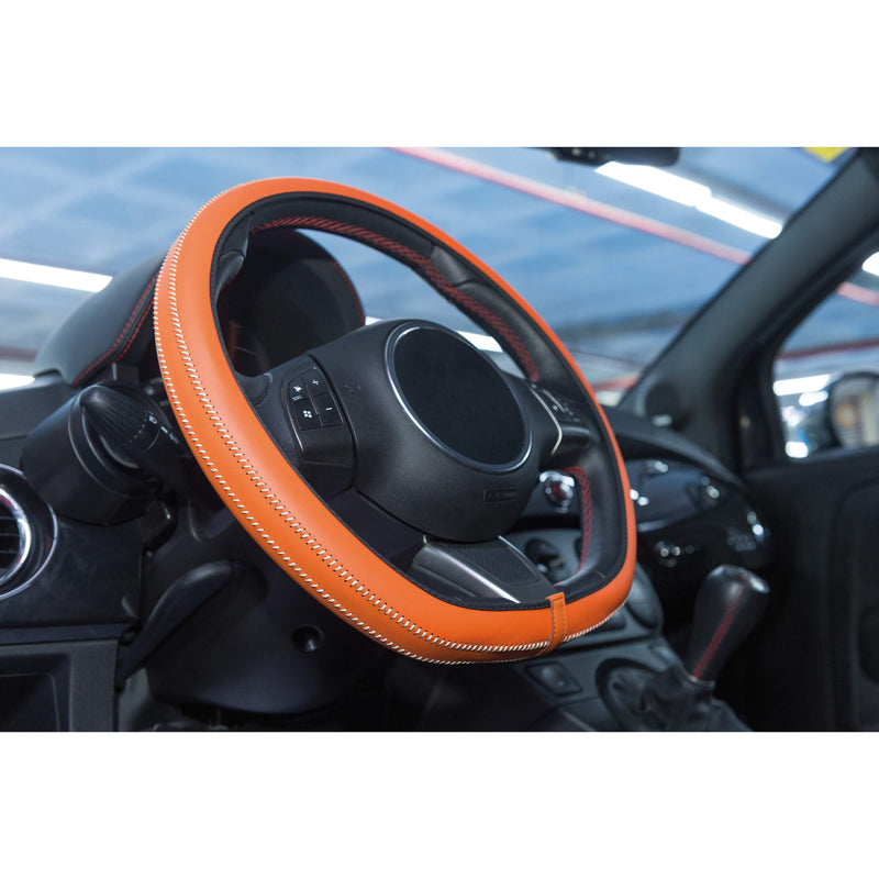 Stuurhoes auto universeel type Artisan orange met wit sticks