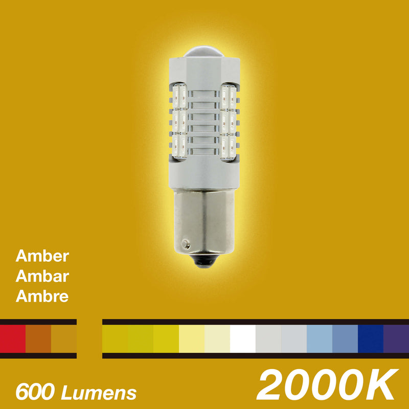 LED lamp Canbus 600LM 12/24V BA15S PY21W AMBER 2000K 1ST
