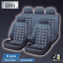 Stoelhoezen set Roma 9-delig zwart-grijs