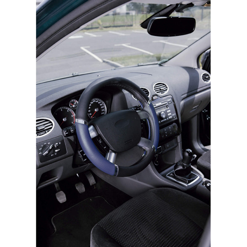 Auto stuurhoes zwart / blauw PVC -speed-
