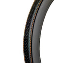 Auto stuurhoes Grijs zwart leer met Oranje stiksel 37-39cm