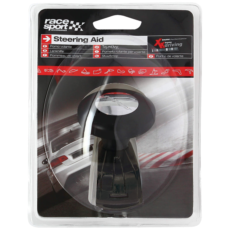 Stuurknop -moon shape- zwart / chroom