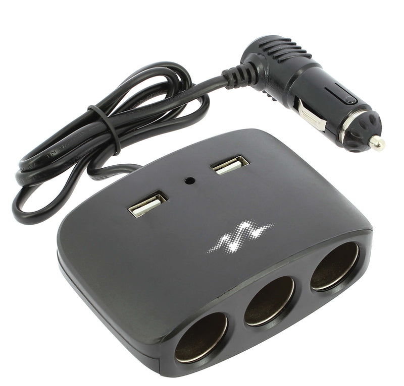 Universele splitter 12V met USB aansluiting - zwart