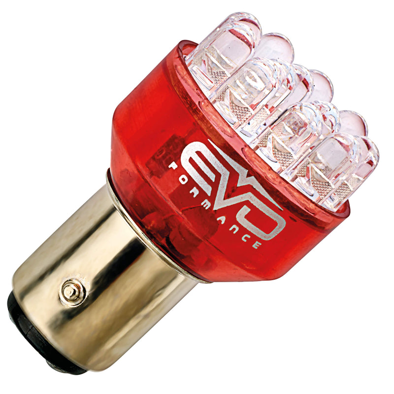 12 LED lamp 1157 (BAY 15D) rood