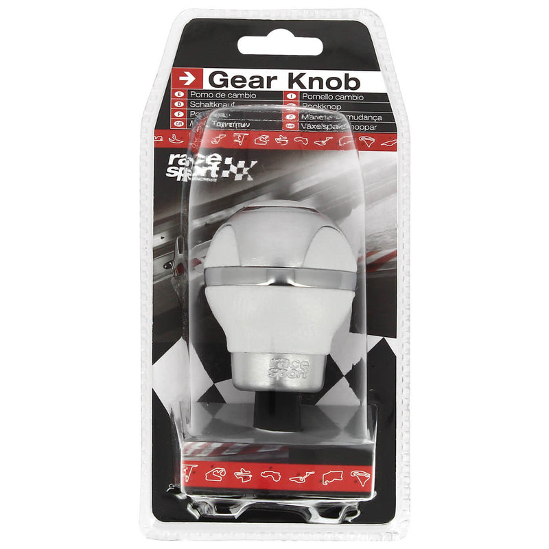 Versnellingspook knop ALU-Leer CORONADO. WHITE