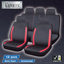 Stoelhoezen set Napoles 12-delig zwart-rood