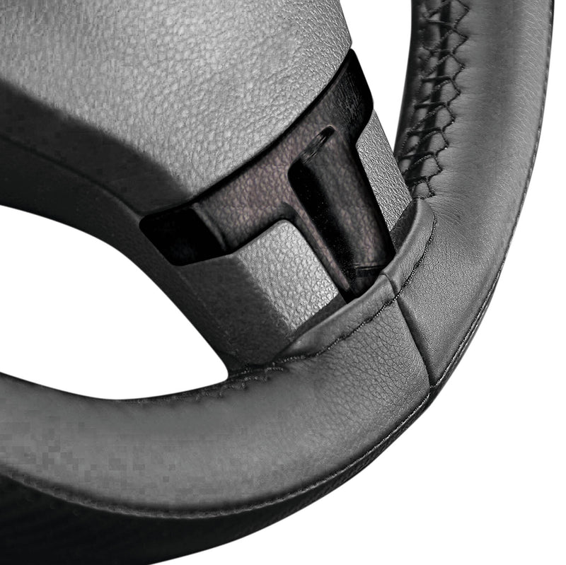 Auto stuurhoes zwart leer zwart steek 37-39cm