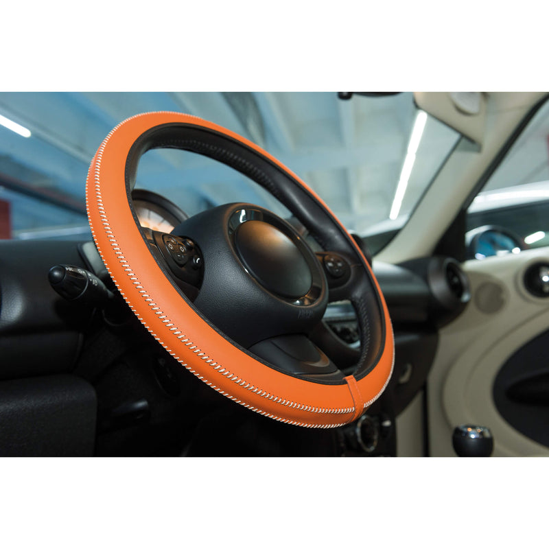 Stuurhoes auto universeel type Artisan orange met wit sticks