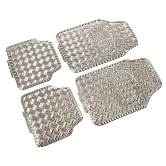 Mattensett -Alu look- zilver 4 stuks