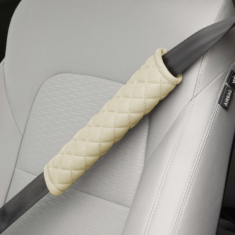 Veiligheidsgordel schouderpad 26x6cm beige 2st