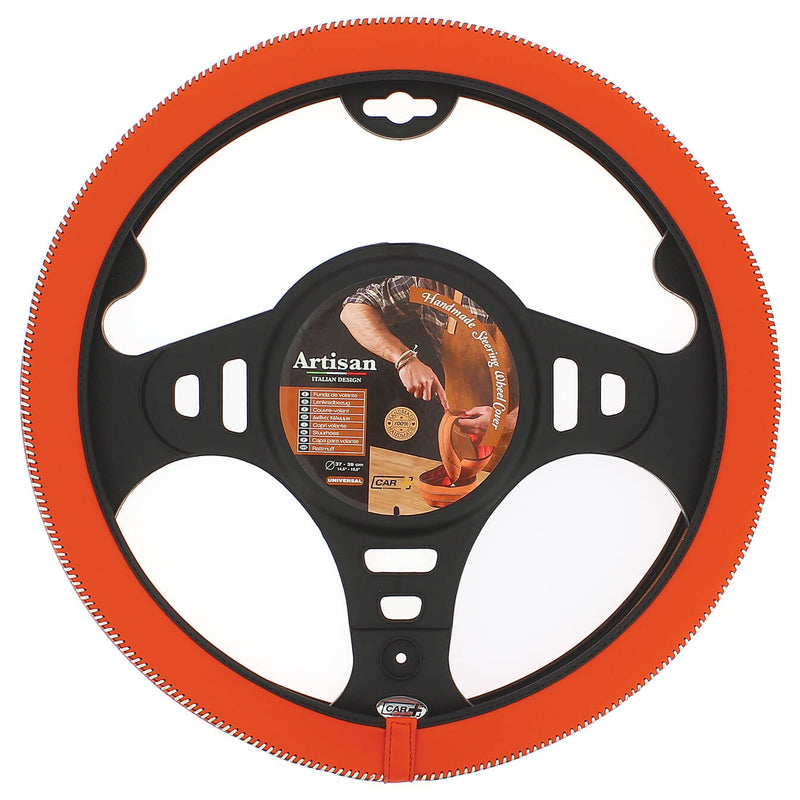 Stuurhoes auto universeel type Artisan orange met wit sticks