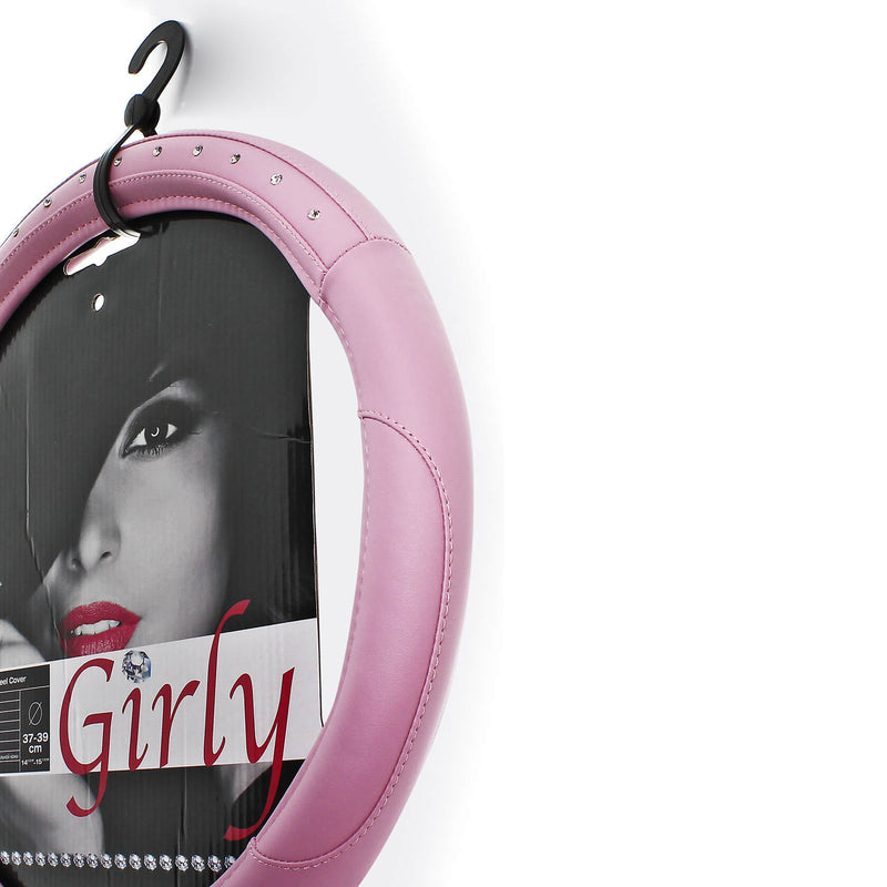 Auto stuurhoes Roze met diamanten 37-39cm
