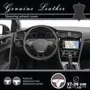 Auto stuurhoes zwart leer zwart steek 37-39cm