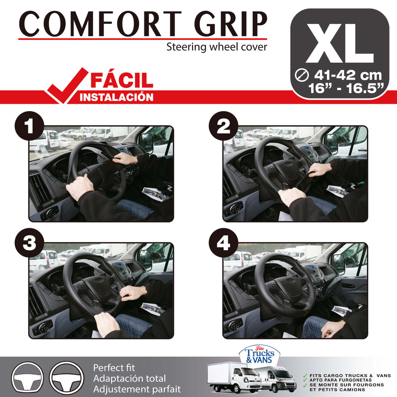 Auto stuurhoes ventilerende comfort Grip zwart met rode stik