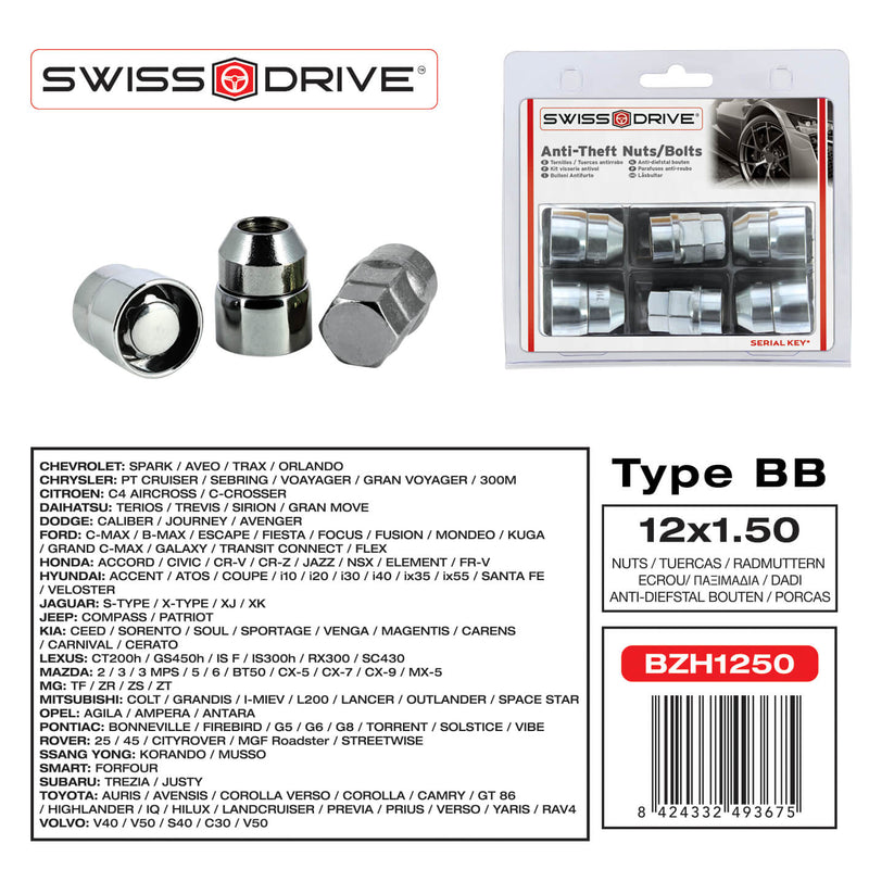 Anti-diefstal wielbouten M12x1.50 T19 Butzi Premium