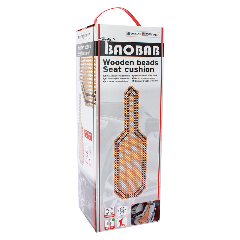 Houten kralen autostoel mat BAOBAB 1pc 128x38