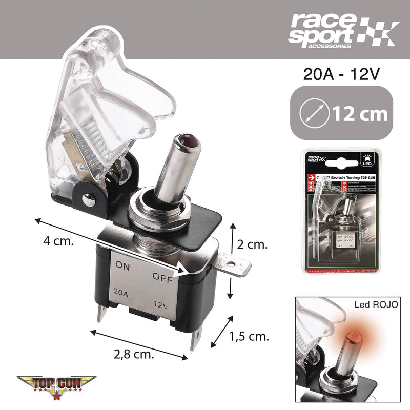 Top Gun schakelaar wit - rode led