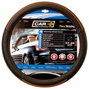 Auto stuurhoes zwart leer met orange line en stiksel 37-39cm